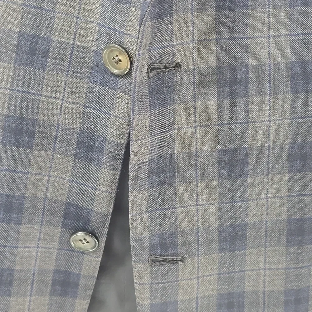Brioni Men's Plaid Blazer Blue and Gray - Picture 7 of 12
